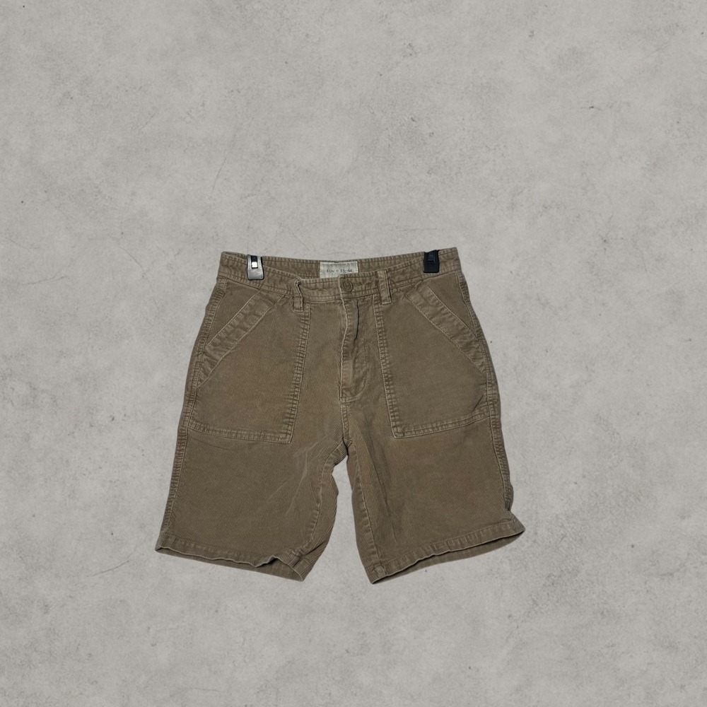 Sun + Stone Mens Tan Corduroy Utility Shorts Size 30 Khaki Workwear Cargo Pocket